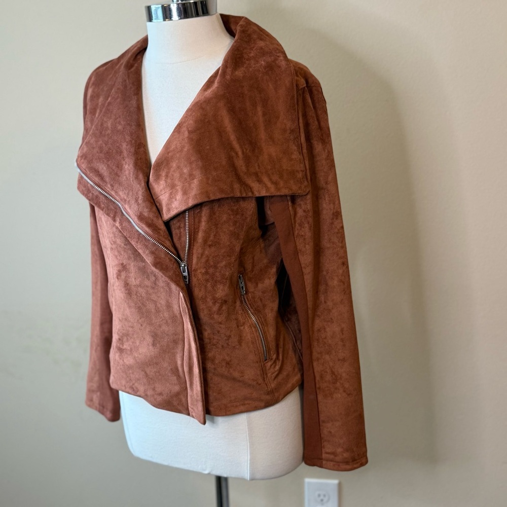 BLANK NYC Rust Faux Suede Jacket Size XL Asymmetrical - Picture 6 of 10